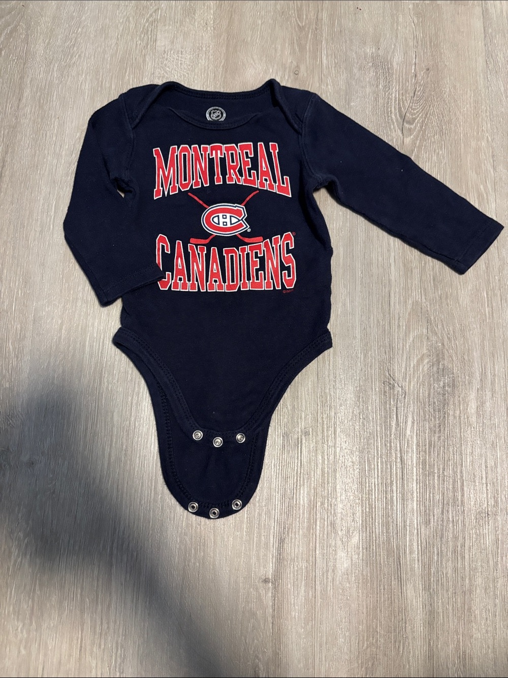 NHL Montreal Canadiens Navy and Red Long-Sleeve Baby Bodysuit